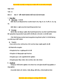 Giáo án Dãy hoạt động hóa học của kim loại Hóa học 9