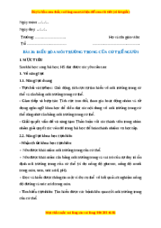 Giáo án Điều hòa môi trường trong cơ thể Sinh học 8 Kết nối tri thức