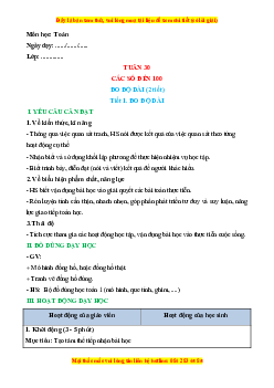 Giáo án Đo độ dài Toán lớp 1 Chân trời sáng tạo