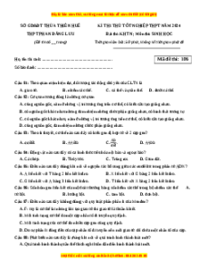 Đề thi thử tốt nghiệp Sinh học trường THPT Phan Đăng Lưu - Thừa Thiên Huế năm 2024