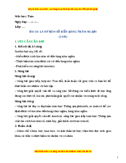 Giáo án Làm tròn số đến hàng trăm nghìn Toán lớp 4 Cánh diều
