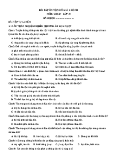 Bài tập ôn tập Giữa kì 1 GDCD 8 Cánh diều cấu trúc mới