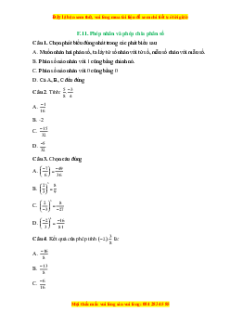 Trắc nghiệm Phép nhân và phép chia phân số Toán 6 Kết nối tri thức