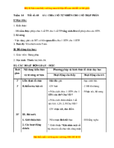 Giáo án Bài 68 Toán lớp 5: Chia một số tự nhiên cho một số thập phân