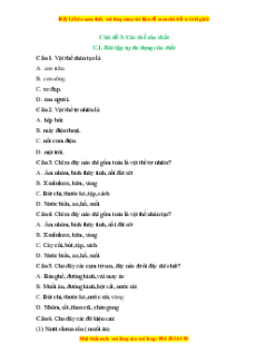 Trắc nghiệm Sự đa dạng của chất KHTN 6 Cánh diều