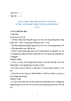 Giáo án Bài 14 Lịch sử 12 Kết nối tri thức: Hoạt động đối ngoại của Việt Nam từ năm 1975 đến nay