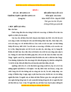Đề thi giữa kì 1 Sở GD & ĐT Long An Ngữ Văn 10 Chân trời sáng tạo (Đề 12)