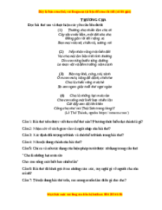 Phiếu bài tập Tuần 3 Thương cha Ngữ văn 6