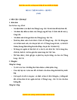Giáo án Bài 12 Lịch sử & Địa lí lớp 4 Chân trời sáng tạo: Thăng Long - Hà Nội
