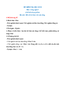 Bộ đề thi Cuối kì 2 Công nghệ 9 Kết nối tri thức Chế biến thực phẩm