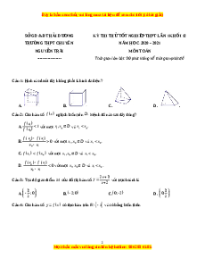 Đề thi thử Toán trường Chuyên Nguyễn Trãi năm 2021