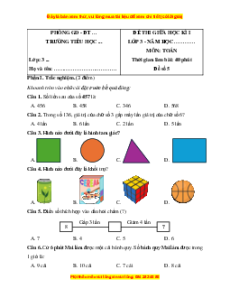 Đề thi giữa kì 1 Toán lớp 3 Cánh diều (Đề 5)