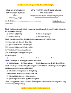 Đề thi thử tốt nghiệp Lịch sử trường THPT Đội Cấn - Vĩnh Phúc lần 2 năm 2024