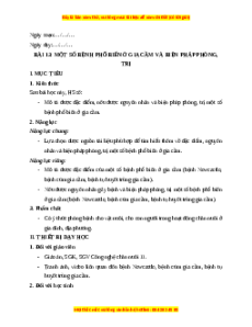 Giáo án Bài 13 Công nghệ chăn nuôi 11 Kết nối tri thức: Một số bệnh phổ biến ở gia cầm và biện pháp phòng, trị bệnh