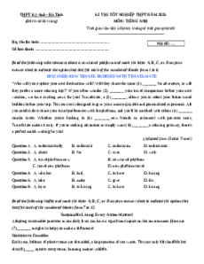 Đề thi thử tốt nghiệp Tiếng Anh 2025 THPT Kỳ Anh - Hà Tĩnh