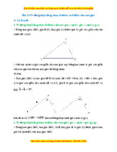 Lý thuyết Bài 14: Trường hợp bằng nhau thứ hai và thứ ba của tam giác