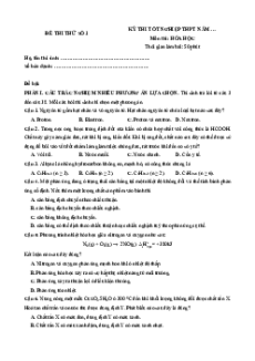Đề thi thử tốt nghiệp THPT 2025 Hóa học (từ Trường/Sở)