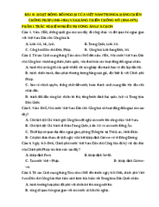 Trắc nghiệm Bài 13: Hoạt động đối ngoại của Việt Nam trong kháng chiến chống Pháp (1945 - 1954) và kháng chiến chống Mỹ (1954 - 1975) Lịch sử 12 Đúng-Sai, Trả lời ngắn 2025