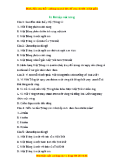 Trắc nghiệm Mặt trăng KHTN 6 Kết nối tri thức