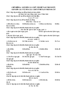 Câu hỏi ôn thi Trạng Nguyên Tiếng Việt lớp 1 Chủ điểm 6: Sắp xếp các chữ, nối để tạo thành từ