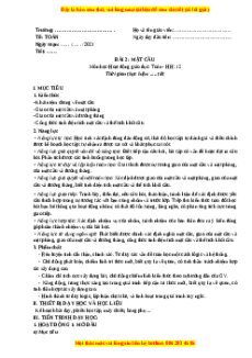 Giáo án Mặt cầu Toán 12 Hình học