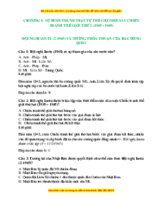 Bài tập trắc nghiệm Lịch sử 12 có đáp án