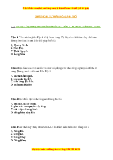 Trắc nghiệm Bài 17 Địa lí 9: Vùng Trung du và miền núi Bắc Bộ