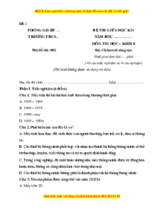 Đề thi giữa kì 1 Tin học 8 Chân trời sáng tạo (đề 2)