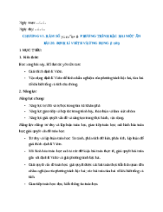 Giáo án Định lí Viète và ứng dụng Toán 9 Kết nối tri thức