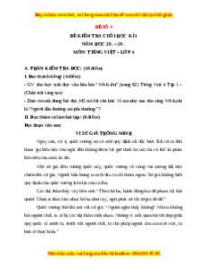 Đề thi cuối kì 1 Tiếng Việt lớp 4 Chân trời sáng tạo (đề 3)