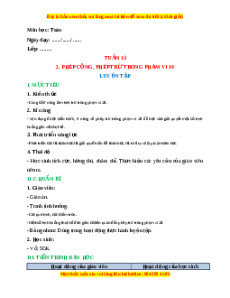 Giáo án Luyện tập Toán lớp 1 Cánh diều