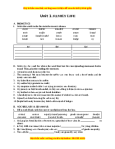 Bài tập Unit 1: Family life Tiếng Anh 10 chương trình thí điểm