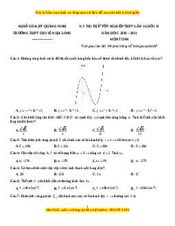 Đề thi thử Toán trường Chuyên Hạ Long năm 2021