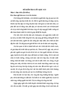 Đề thi giữa kì 1 Ngữ văn 12 Cánh diều (Đề 8)