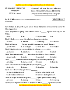 Đề thi thử tốt nghiệp Tiếng Anh Sở GD&ĐT Vĩnh Phúc năm 2024