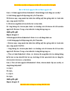 Trắc nghiệm Mô hình nguyên tử và orbital nguyên tử Hóa 10 Cánh diều
