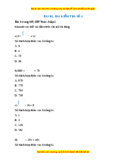 VBT Toán lớp 3 Bài 101 (Cánh diều): Bài kiểm tra số 4