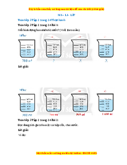 Giải Sgk Toán lớp 3 Bài 9: Mi-li-lít (Chân trời sáng tạo)