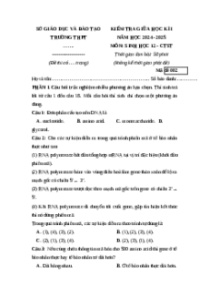 Đề thi giữa kì 1 Sinh học 12 Chân trời sáng tạo 2024 (Đề 2)