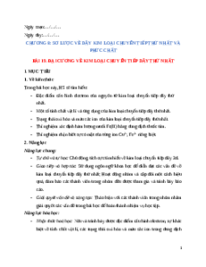Giáo án Bài 19 Hóa học 12 Chân trời sáng tạo: Đại cương về kim loại chuyển tiếp dãy thứ nhất