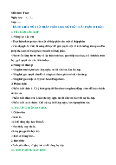 Giáo án Chia một số thập phân cho một số thập phân Toán lớp 5 Chân trời sáng tạo