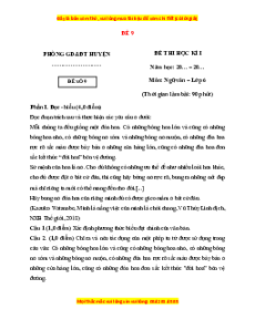 Đề thi cuối kì 1 Ngữ văn 6 Cánh diều (đề 9)