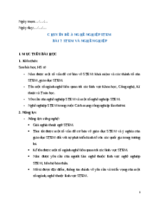 Giáo án chuyên đề Bài 7: STEM và nghề nghiệp STEM Công nghệ thiết kế 10 Kết nối tri thức