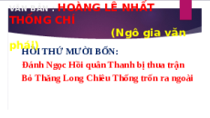 Giáo án Powerpoint Hoàng Lê nhất thống chí Ngữ văn 9