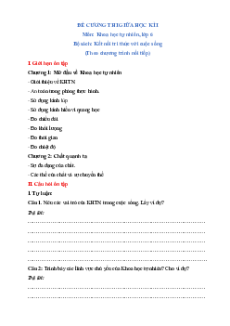 Đề cương Giữa kì 1 KHTN 6 Kết nối tri thức (nối tiếp)