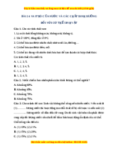 Trắc nghiệm Vai trò của nước và các chất dinh dưỡng đối với cơ thể sinh vật KHTN 7 Cánh diều