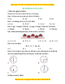 Đề thi giữa kì 2 Toán lớp 2 Cánh diều - Đề 6