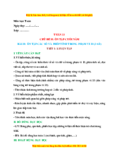 Giáo án Ôn tập các số và phép tính trong phạm vi 10 Toán lớp 1 Kết nối tri thức