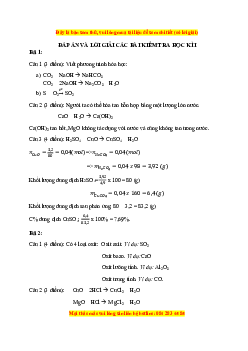 Đề kiểm tra Học kì 1 Hóa học 9