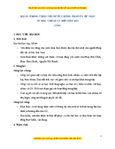 Giáo án Bài 19 Lịch sử 8 Kết nối tri thức (2024): Phong trào yêu nước chống Pháp ở Việt Nam từ đầu thế kỉ XX đến năm 1917